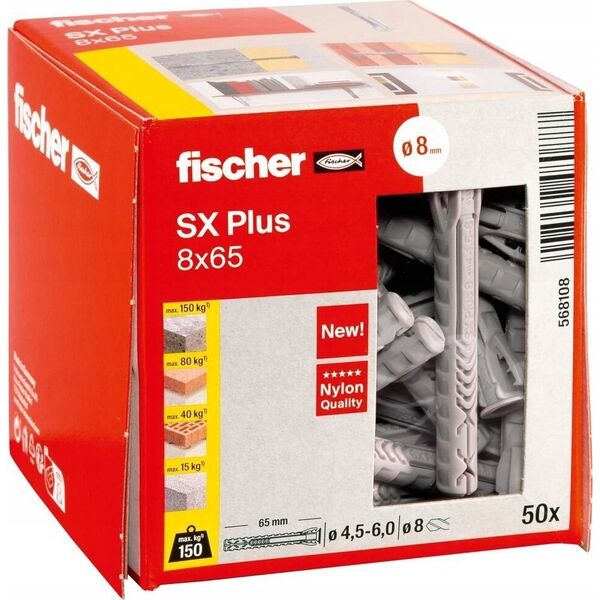 Sourcing FISCHER T-SHIRT SX PLUS 8x65 / 50 pcs. LIGHTWEIGHT UNIVERSAL FIXINGS