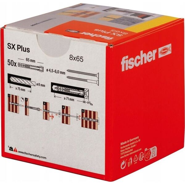 Sourcing FISCHER T-SHIRT SX PLUS 8x65 / 50 pcs. LIGHTWEIGHT UNIVERSAL FIXINGS