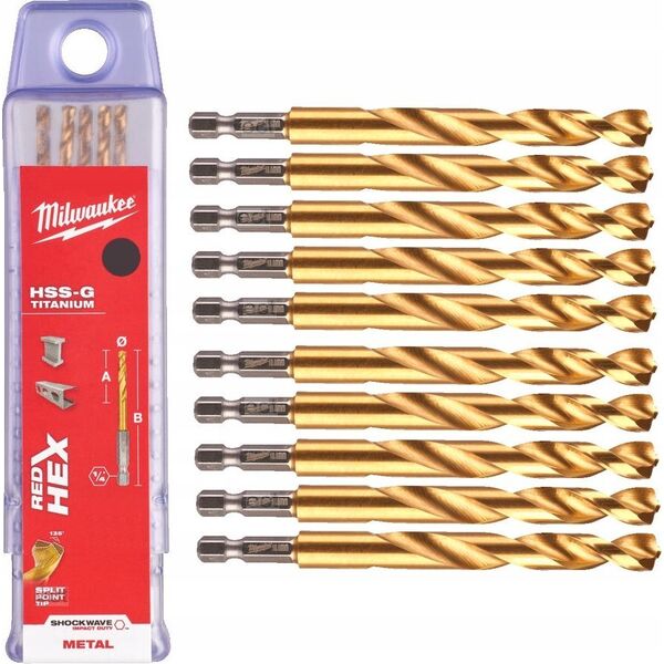 Wiertło Milwaukee MILWAUKEE METAL DRILL HSS-G TIN 4.5mm HEX (10 pcs.)