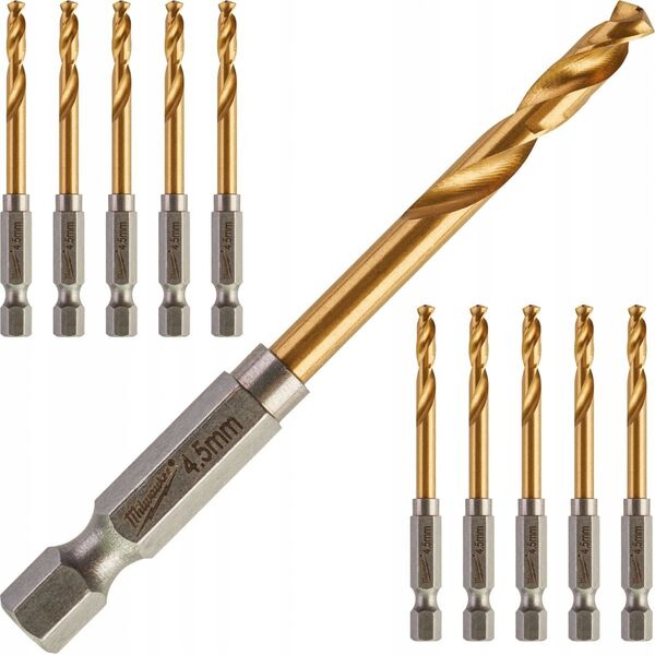 Wiertło Milwaukee MILWAUKEE METAL DRILL HSS-G TIN 4.5mm HEX (10 pcs.)