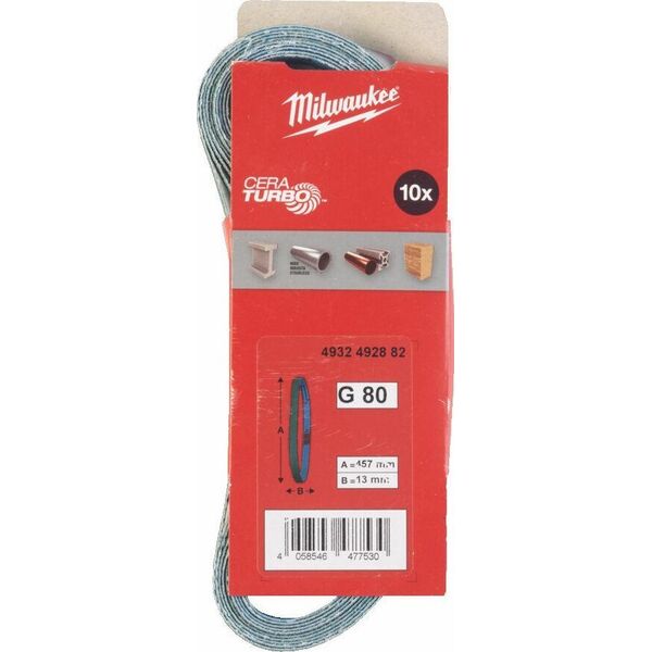 Milwaukee MILWAUKEE ENDLESS BELT 13mm x 457mm P 80 /10 pcs.