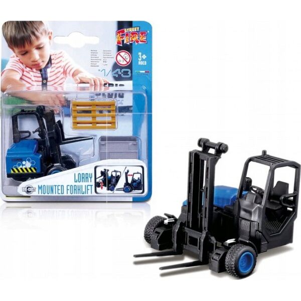 Bburago BBURAGO 1:43 lorry mounted forklift, with 1 pallet, 1 basket, 18-31479