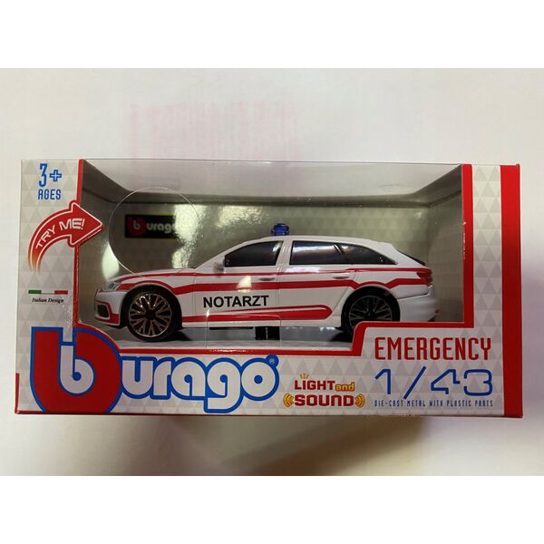 Bburago BBURAGO 1:43 automodel Audi A6 Avant Lithuania Police version, with light and sound, 18-31053
