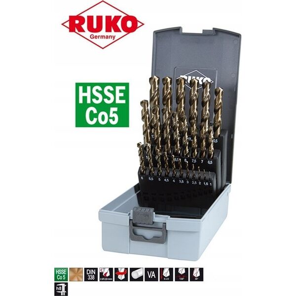 Wiertło Sourcing 25-piece metal drill set RUKO HSS-G Co5