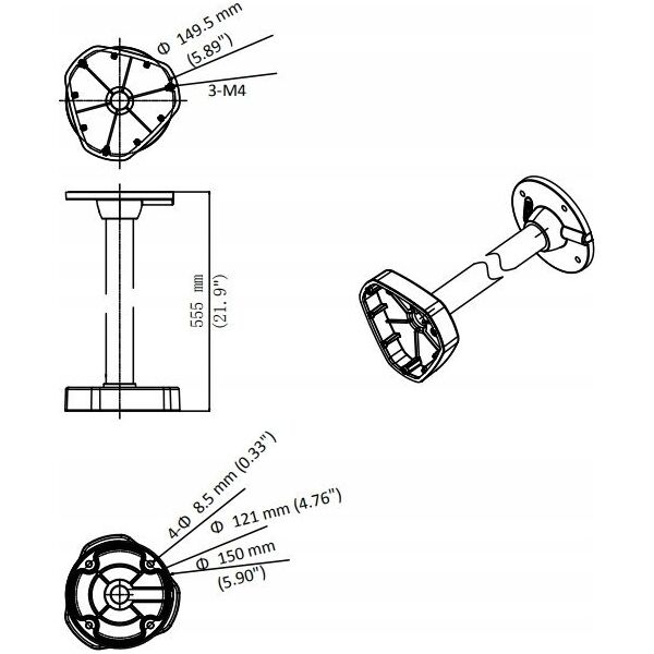 Hikvision Hikvision Fisheye Camera Hanging Mounting Bracket DS-1271ZJ-DM25