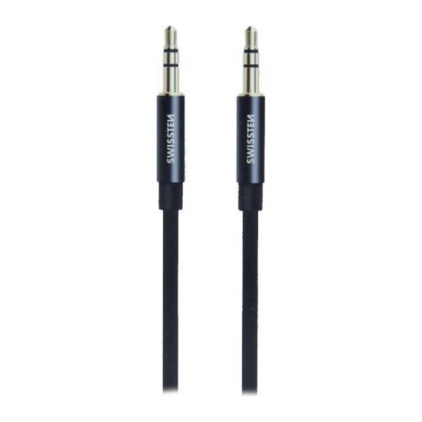 Kabel Sourcing Swissten Textile Premium AUX cable 3.5 mm - 3.5 mm 1.5m Black