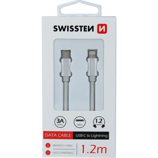 Kabel USB Sourcing USB-C - Lightning 1.2 m Srebrny (SW-QU-LIGHUSBC-1.2M-S)