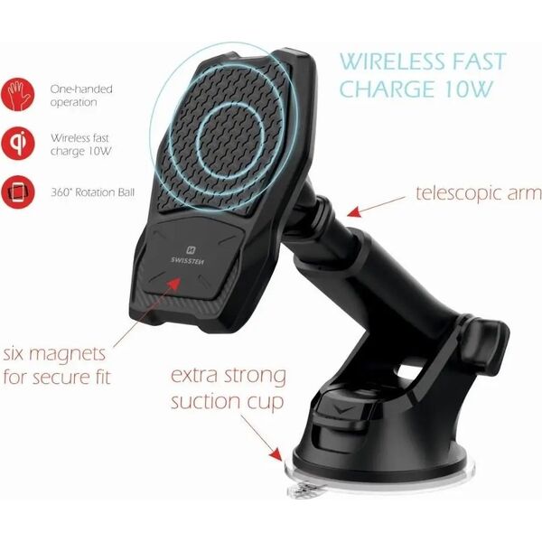 Sourcing Swissten WM1-HK2 Holder With Wireless Charging + Micro USB Cable 1.2m Black