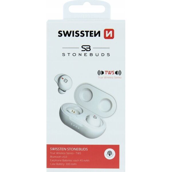 Słuchawki Sourcing Swissten Stone Buds Bluetooth 5.0 Stereo Headphones with Microphone White