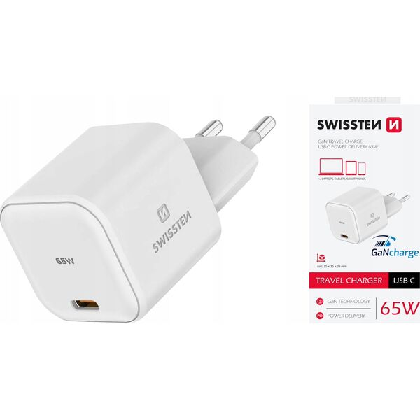 Zasilacz do laptopa Sourcing Swissten GaN Travel Charger Network Charger USB-C 65W