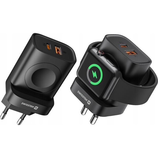 Zasilacz do laptopa Sourcing Swissten Travel Network Charger USB-A / USB-C / iWatch