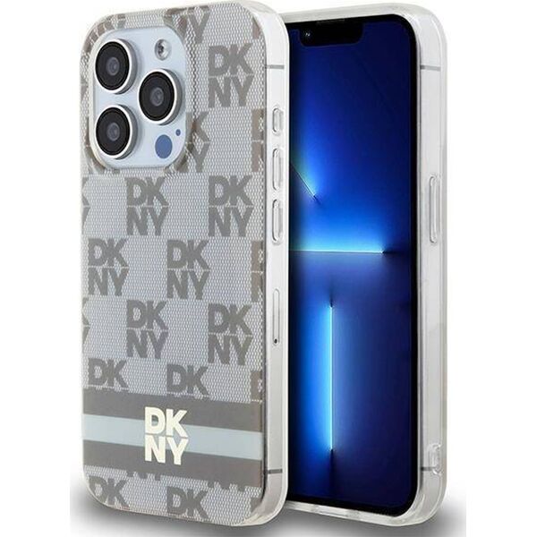 DKNY DKNY DKHMP13LHCPTSE iPhone 13 Pro / 13 6.1" beżowy/beige hardcase IML Checkered Mono Pattern & Printed Stripes MagSafe