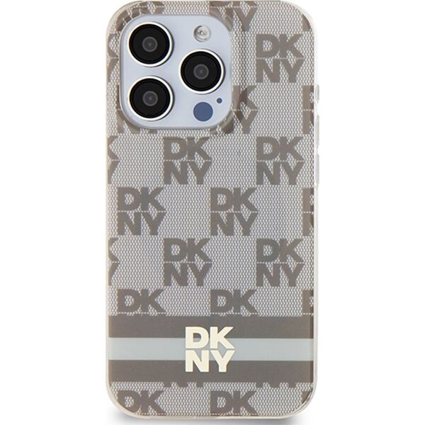 DKNY DKNY DKHMP13LHCPTSE iPhone 13 Pro / 13 6.1" beżowy/beige hardcase IML Checkered Mono Pattern & Printed Stripes MagSafe