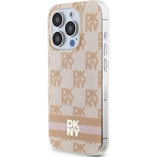 DKNY DKNY DKHMP13LHCPTSP iPhone 13 Pro / 13 6.1" różowy/pink hardcase IML Checkered Mono Pattern & Printed Stripes MagSafe