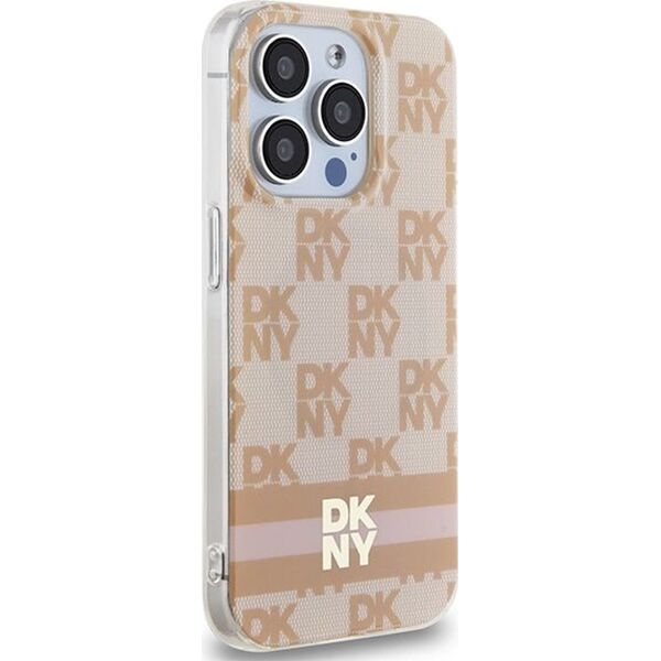 DKNY DKNY DKHMP13LHCPTSP iPhone 13 Pro / 13 6.1" różowy/pink hardcase IML Checkered Mono Pattern & Printed Stripes MagSafe