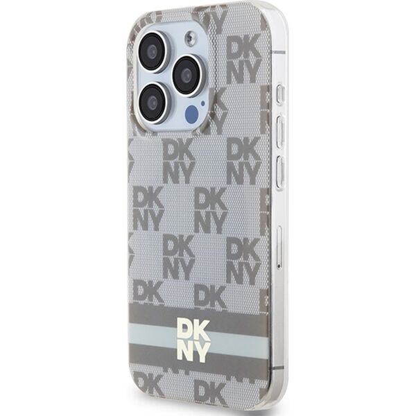DKNY DKNY DKHMP15LHCPTSE iPhone 15 Pro 6.1" beżowy/beige hardcase IML Checkered Mono Pattern & Printed Stripes MagSafe