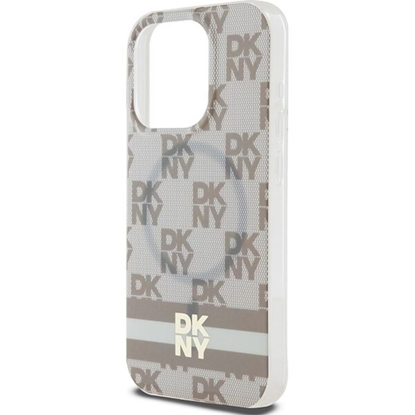 DKNY DKNY DKHMP15LHCPTSE iPhone 15 Pro 6.1" beżowy/beige hardcase IML Checkered Mono Pattern & Printed Stripes MagSafe