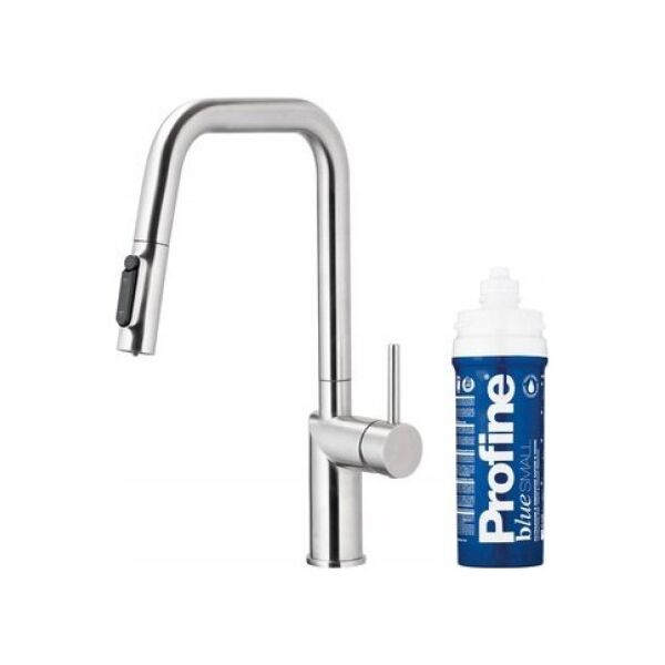 Bateria kuchenna KFA DUERO PURE STYLE PULL-OUT BATERIA KUCHENNA Z FUNKCJĄ FILTRACJI WODY I WYCIĄGANĄ WYLEWKĄ + ZESTAW FILTRUJĄCY PROFINE BLUE S, INOX