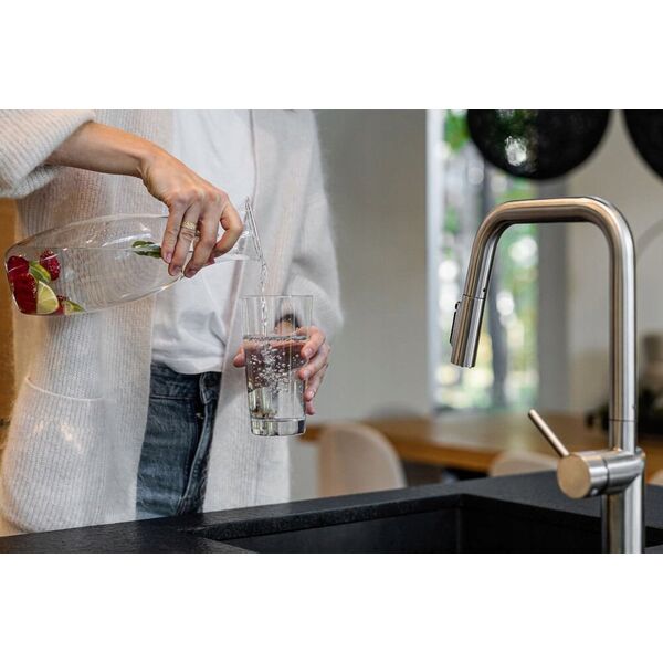 Bateria kuchenna KFA DUERO PURE STYLE PULL-OUT BATERIA KUCHENNA Z FUNKCJĄ FILTRACJI WODY I WYCIĄGANĄ WYLEWKĄ + ZESTAW FILTRUJĄCY PROFINE LILAC S, INOX