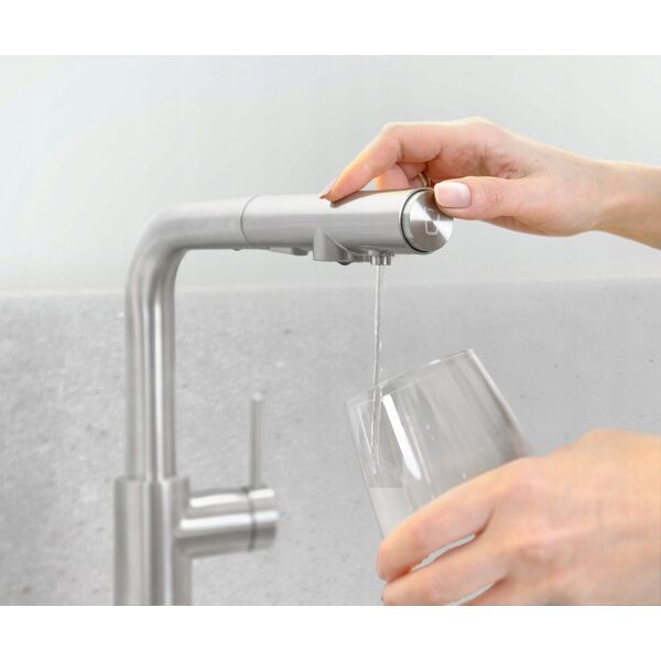 Bateria kuchenna KFA DUERO PURE BASIC PULL-OUT BATERIA KUCHENNA Z FUNKCJĄ FILTRACJI WODY I WYCIĄGANĄ WYLEWKĄ + FILTR HYDRO, INOX