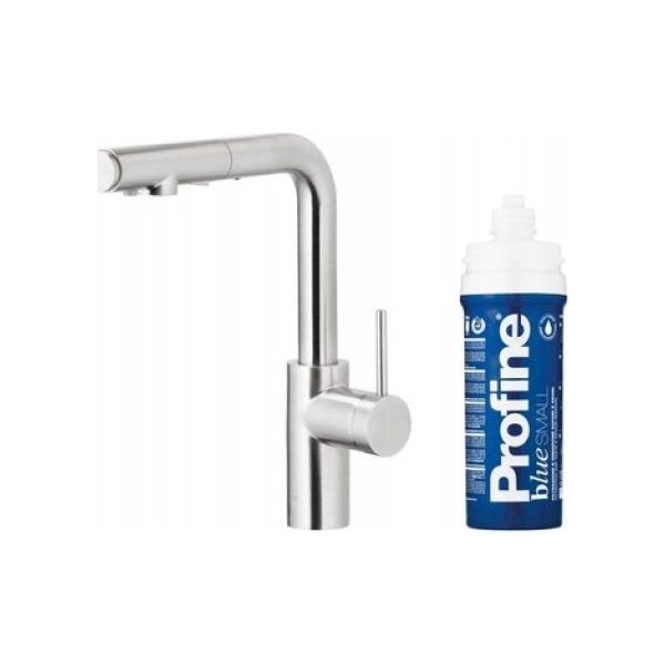Bateria kuchenna KFA DUERO PURE BASIC PULL-OUT BATERIA KUCHENNA Z FUNKCJĄ FILTRACJI WODY I WYCIĄGANĄ WYLEWKĄ + ZESTAW FILTRUJĄCY PROFINE BLUE S, INOX