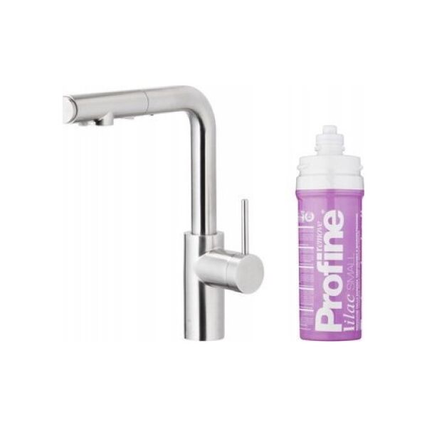 Bateria kuchenna KFA DUERO PURE BASIC PULL-OUT BATERIA KUCHENNA Z FUNKCJĄ FILTRACJI WODY I WYCIĄGANĄ WYLEWKĄ + ZESTAW FILTRUJĄCY PROFINE LILAC S, INOX