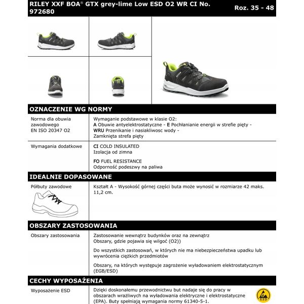 Sourcing Shoes ELTEN Riley XXF Boa GTX Low ESD O2 WR CI, gray 42