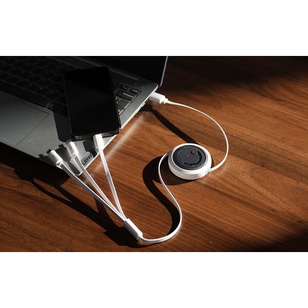 Kabel USB Baseus USB-A - USB-C + microUSB + Lightning 1.1 m Biały (P10368700211-01)