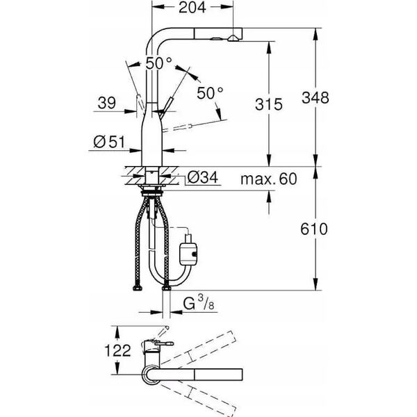 Bateria kuchenna Grohe Faucet Grohe Essence 30270A00, hard graphite