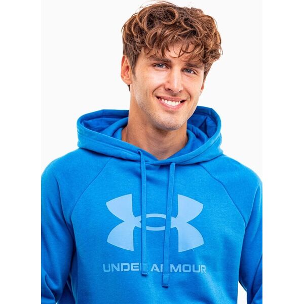 Under Armour Bluza z kapturem kangurka męska Under Armour Rival Fleece Logo HD niebieska 1379758 406 2XL