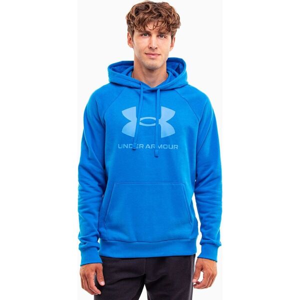Under Armour Bluza z kapturem kangurka męska Under Armour Rival Fleece Logo HD niebieska 1379758 406 M