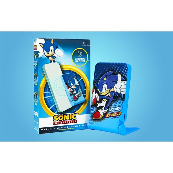 Powerbank OTL Powerbank magnetyczny OTL 5000 mAh, USB-C 15W, Sonic The Hedgehog ze stojakiem (niebieski)