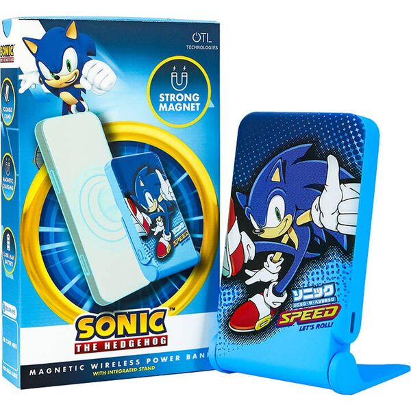 Powerbank OTL Powerbank magnetyczny OTL 5000 mAh, USB-C 15W, Sonic The Hedgehog ze stojakiem (niebieski)
