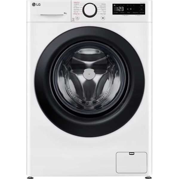 Pralka LG LG | Washing machine | F2WR508SWW | Energy efficiency class A-10% | Front loading | Washing capacity 8 kg | 1200 RPM | Depth 47.5 cm | Width 60 cm | Display | LED | Steam function | Direct drive | White