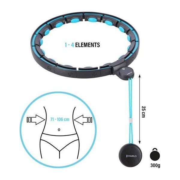 HMS HHM17 HULA HOP BLACK/TURQUOISE Z MAGNESAMI I OBCIĄŻNIKIEM + LICZNIK HMS