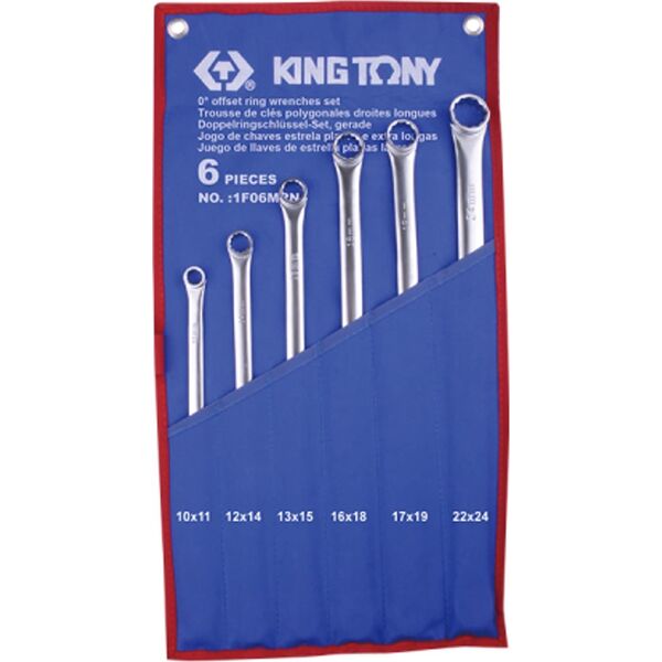 King Tony ZESTAW KLUCZY OCZKOWYCH EKSTRA DŁUGICH 6cz. 10 - 24mm, ETUI King Tony
