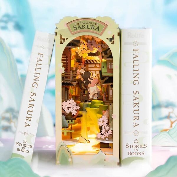 Robotime ROBOTIME Składany Drewniany Model 3D LED - Book Nook Opadająca Sakura