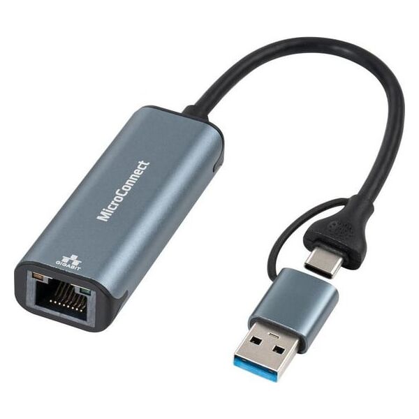Adapter USB MicroConnect Microconnect MC-USBACNET1G zmieniacz płci / kabli USB C RJ-45 Czarny