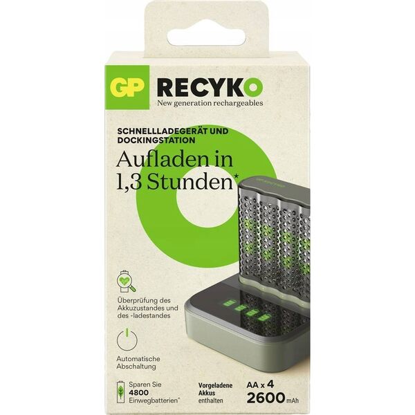 Ładowarka GP GP ReCyko M452 4-fold LCD-Model Docking St. + 4x AA NiMh 2600mAh