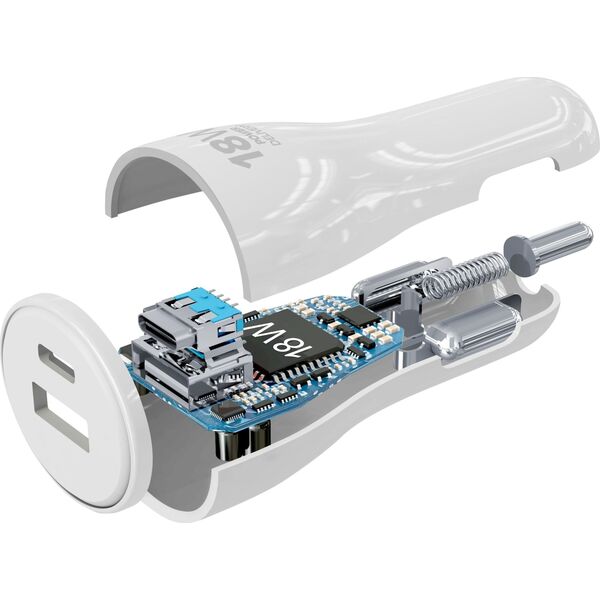 Ładowarka Cellular Line USB-C CAR CHARGER DUAL KIT C2L 30W WHITE