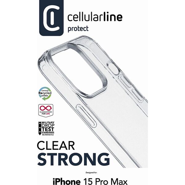 Cellular Line Cellularline Clear Strong - Etui iPhone 15 Pro Max z ochroną antybakteryjną (przezroczysty)