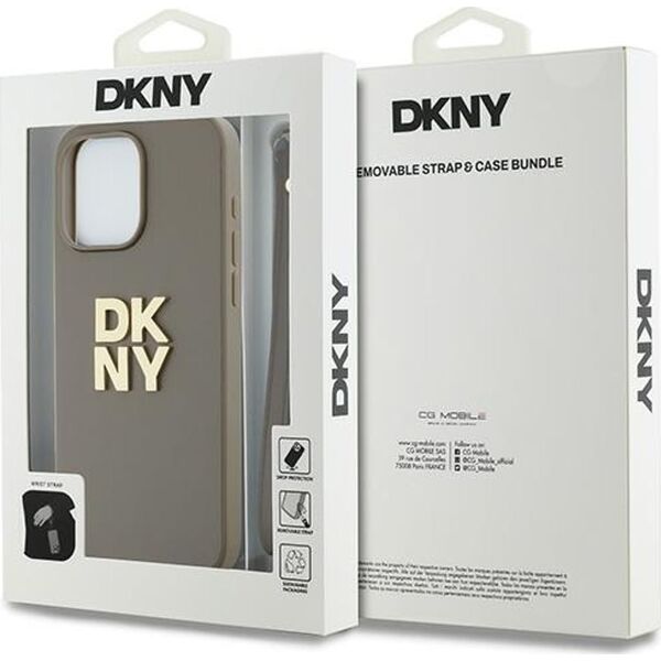 DKNY DKNY Wrist Strap Stock Logo - Etui iPhone 15 Pro (beżowy)