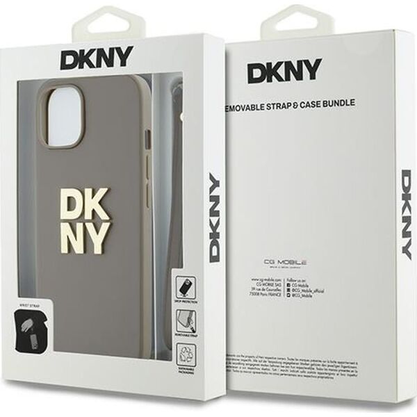DKNY DKNY Wrist Strap Stock Logo - Etui iPhone 15 Plus (beżowy)