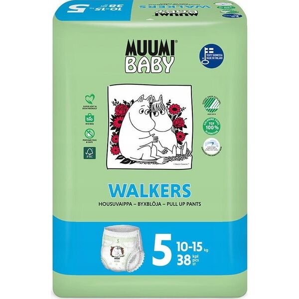 Muumi Muumi Baby, Pieluchomajtki ekologiczne 5 (10-15kg), 38 szt.