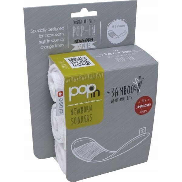 Close Caboo Close, Zestaw dodatkowych wkładek do pieluszek dla noworodka, 3-pack