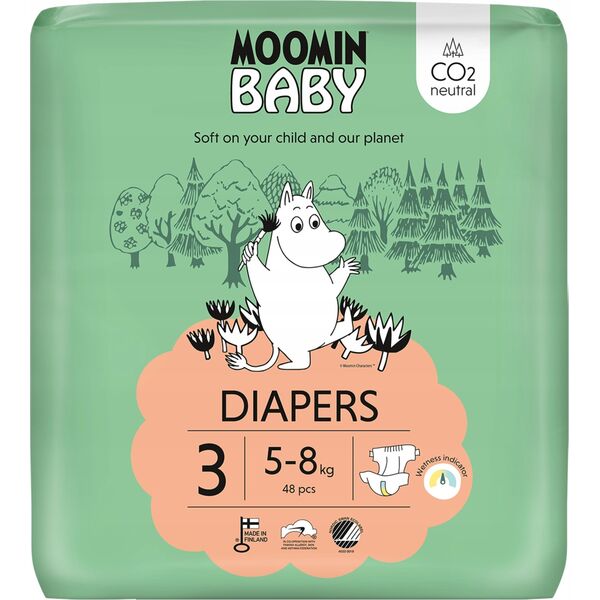 Muumi MOOMIN Baby, Pieluszki 3 MIDI (5-8 kg), 48 szt. EKO