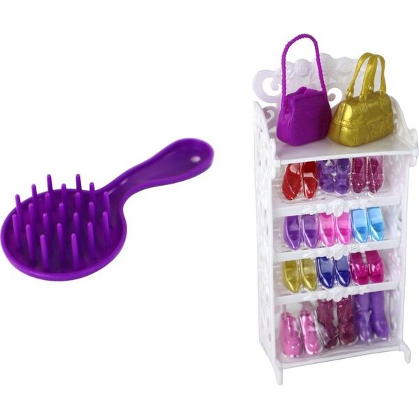 LeanToys Lalka Lucy Sukienka Fioletowa Brokat Zestaw Buty