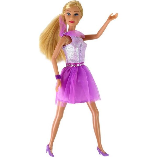 LeanToys Lalka Lucy Sukienka Fioletowa Brokat Zestaw Buty