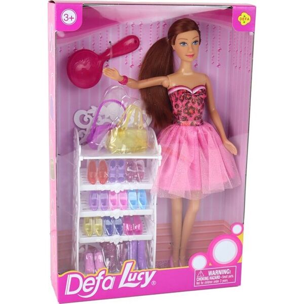 LeanToys Lalka Lucy Sukienka Różowa Akcesoria Zestaw XXL