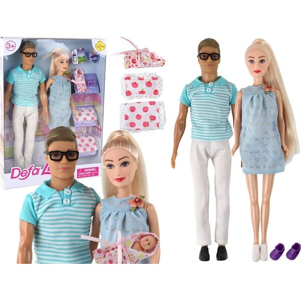 LeanToys Lalka Rodzina Chłopak Dziewczyna Blond Włosy Ciąża